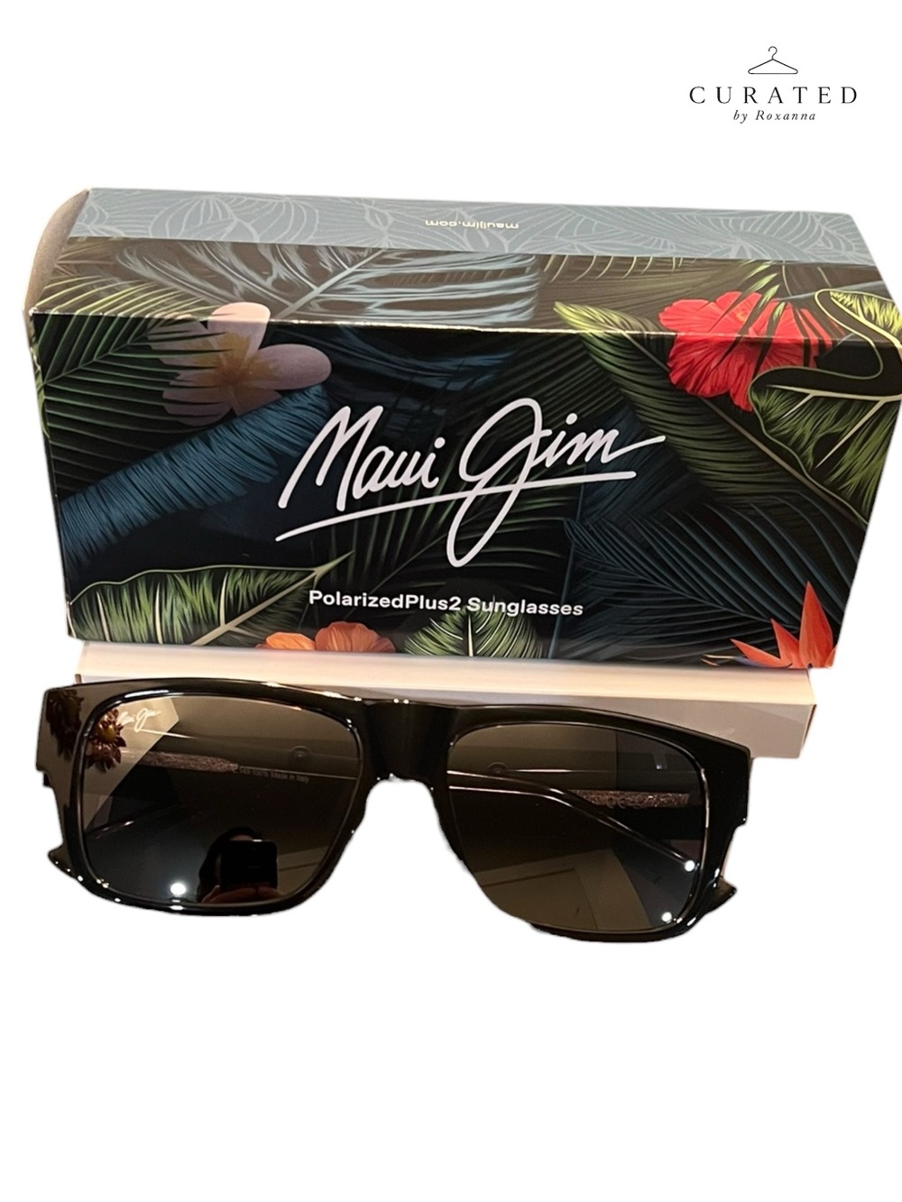Maui Jim Keahi 873-02 Polarized Sunglasses Black Neutral Grey + Case